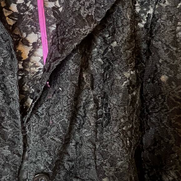 Last Kiss Vintage 80's Madonna Style Black Lace Hot Pink Blazer Jacket XL - Picture 4 of 14